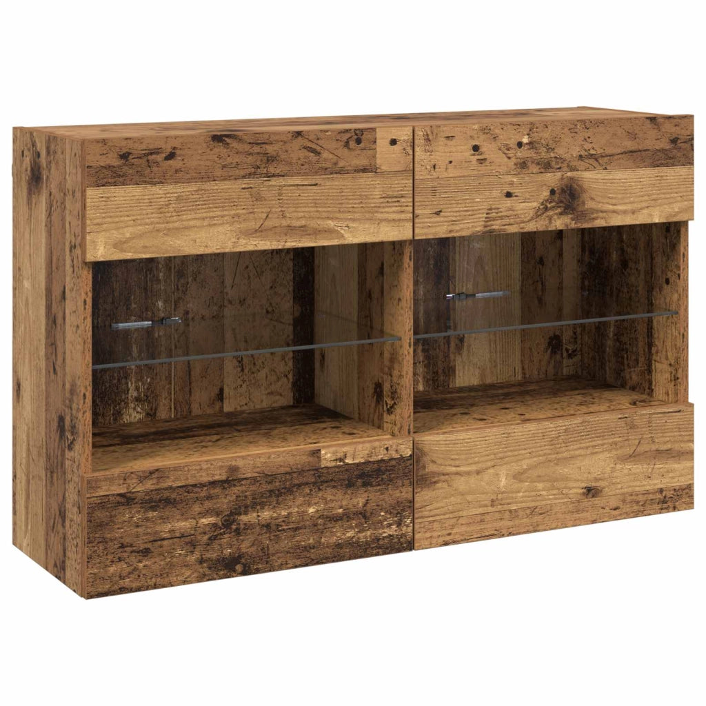 Mobile TV moderno da parete con illuminazione a LED design elegante 98,5 x 30 x 60,5 cm in legno anticato 02_0058390