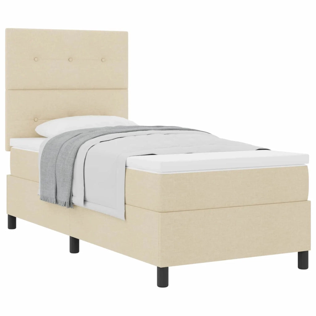 Letto a molle con materasso Crema 80 x 200 cm Tessuto 3339348