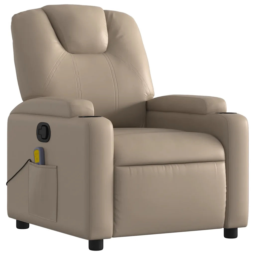 Poltrona Massaggiante | Sedia Relax Reclinabile cappuccino in Similpelle