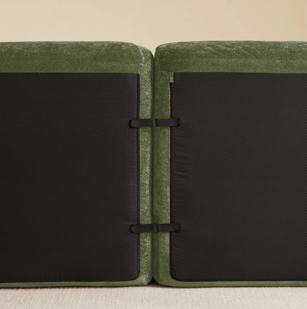 Divano modulare 204x95x76 cm in chenille; senza montaggio; verde