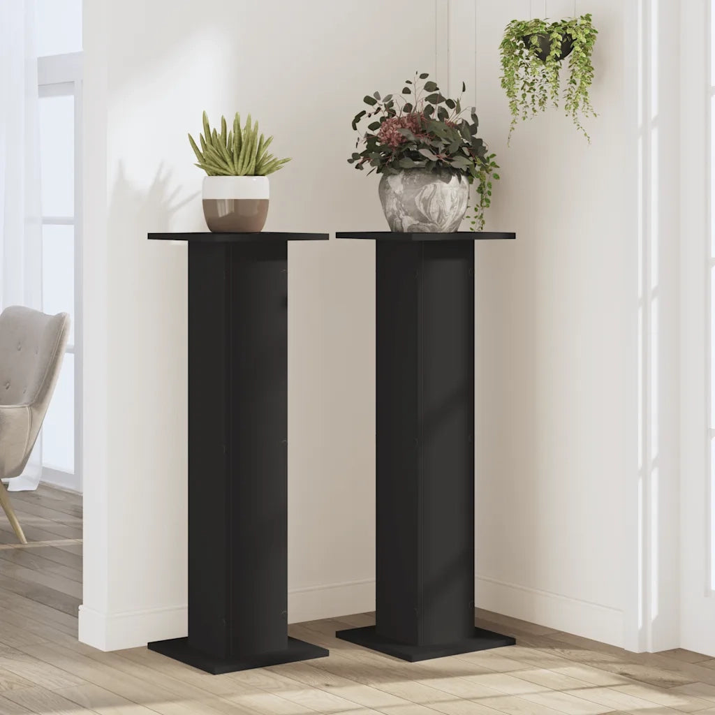 vidaXL Supporti per Piante 2 pz Neri 30x30x95 cm Legno Multistrato