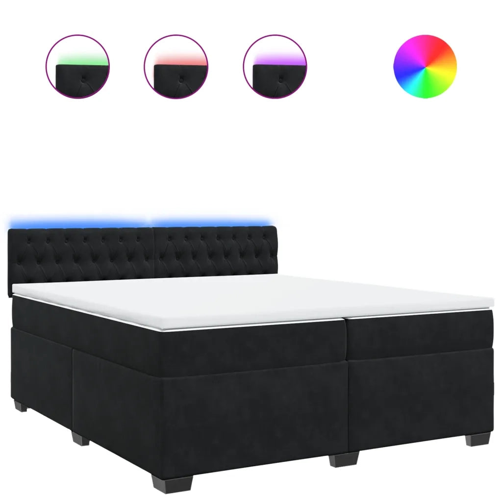 vidaXL Giroletto a Molle con Materasso Nero 200x200 cm in Velluto