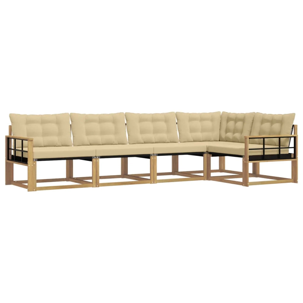 Set di divani da esterno con cuscino 5 pcs Bianco e Beige