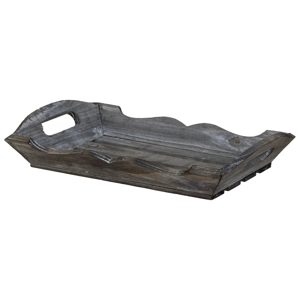 Vassoio in legno grigio 32x20x4/6,5h
