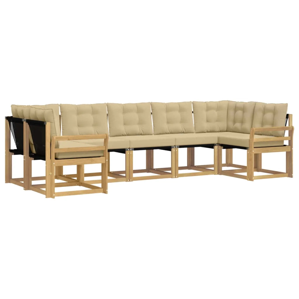 Set di divani da esterno con cuscino 7 pcs Bianco e Beige 3389839