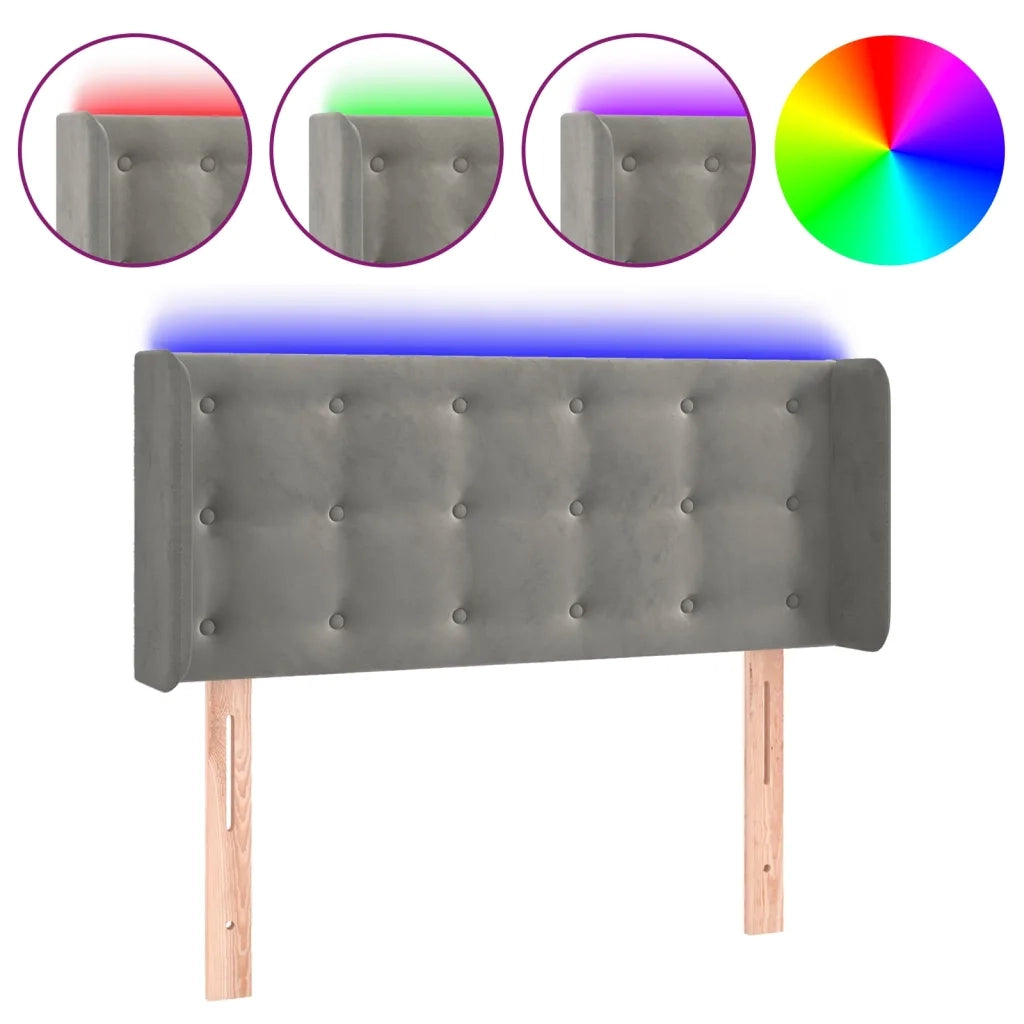 Testiera a LED Grigio Chiaro 83x16x78/88 cm in Velluto 3123700