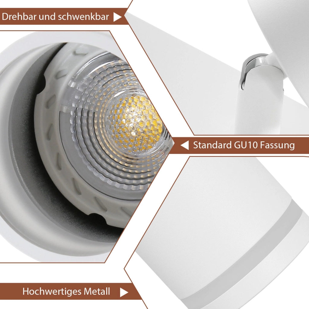 ZMH Faretto da soffitto bianchi 3 luci GU10 metallo orientabili moderni per camera letto sala pranzo senza lampadina