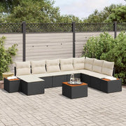 Set Divano da Giardino con cuscino 9 pcs Nero Poly Rattan 3348148