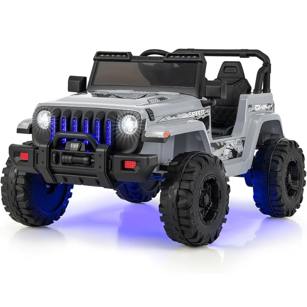 Auto elettrica per bambini 112 x 72 x 67 cm telecomando 2.4G 2 motori musica Bluetooth PP grigio 20_0019091