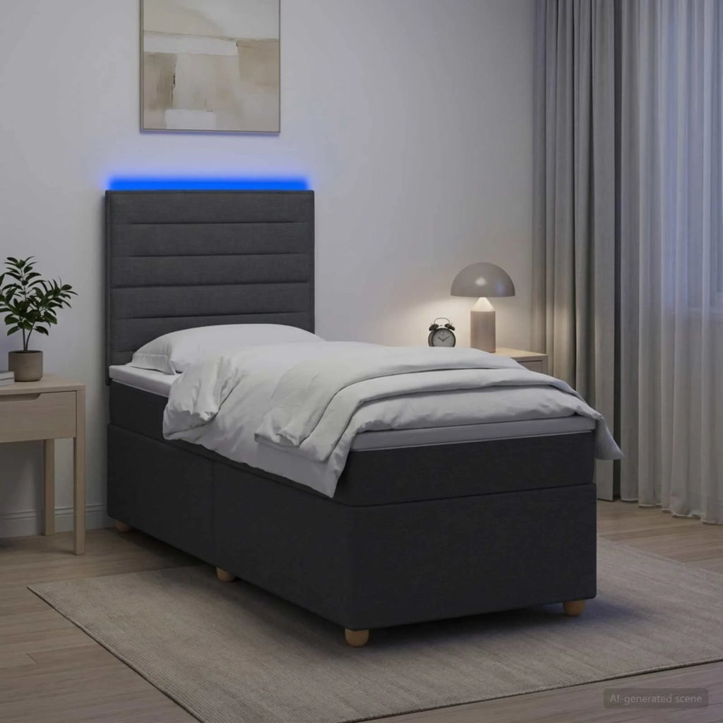 Letto box spring con materasso Grigio Scuro 80 x 200 cm Tessuto 3455211