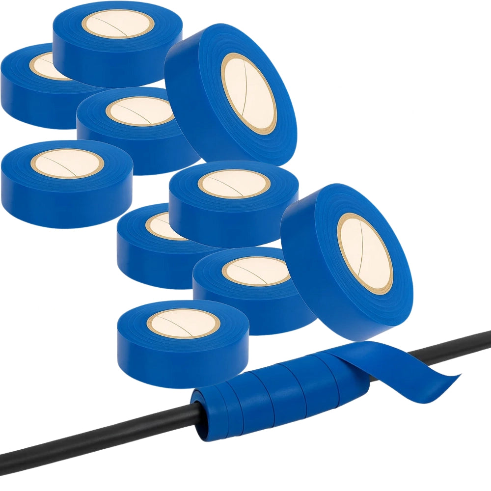 Kit nastro isolante in pvc autoestinguente multicolore per impianti sicuri *** colore blu, dimensioni 15 mm x 10 mt x...