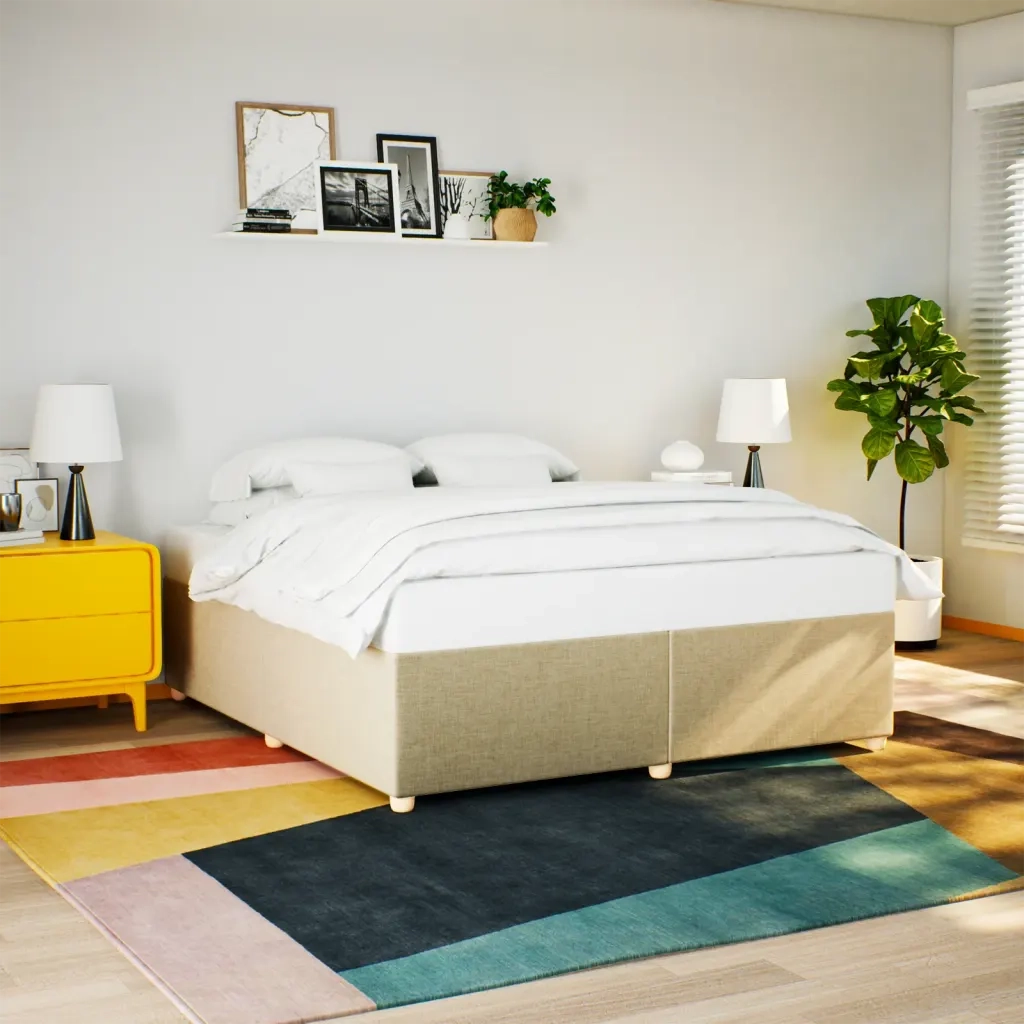 Giroletto senza Materasso-Struttura Letto Crema 200x200 cm in Tessuto 964118