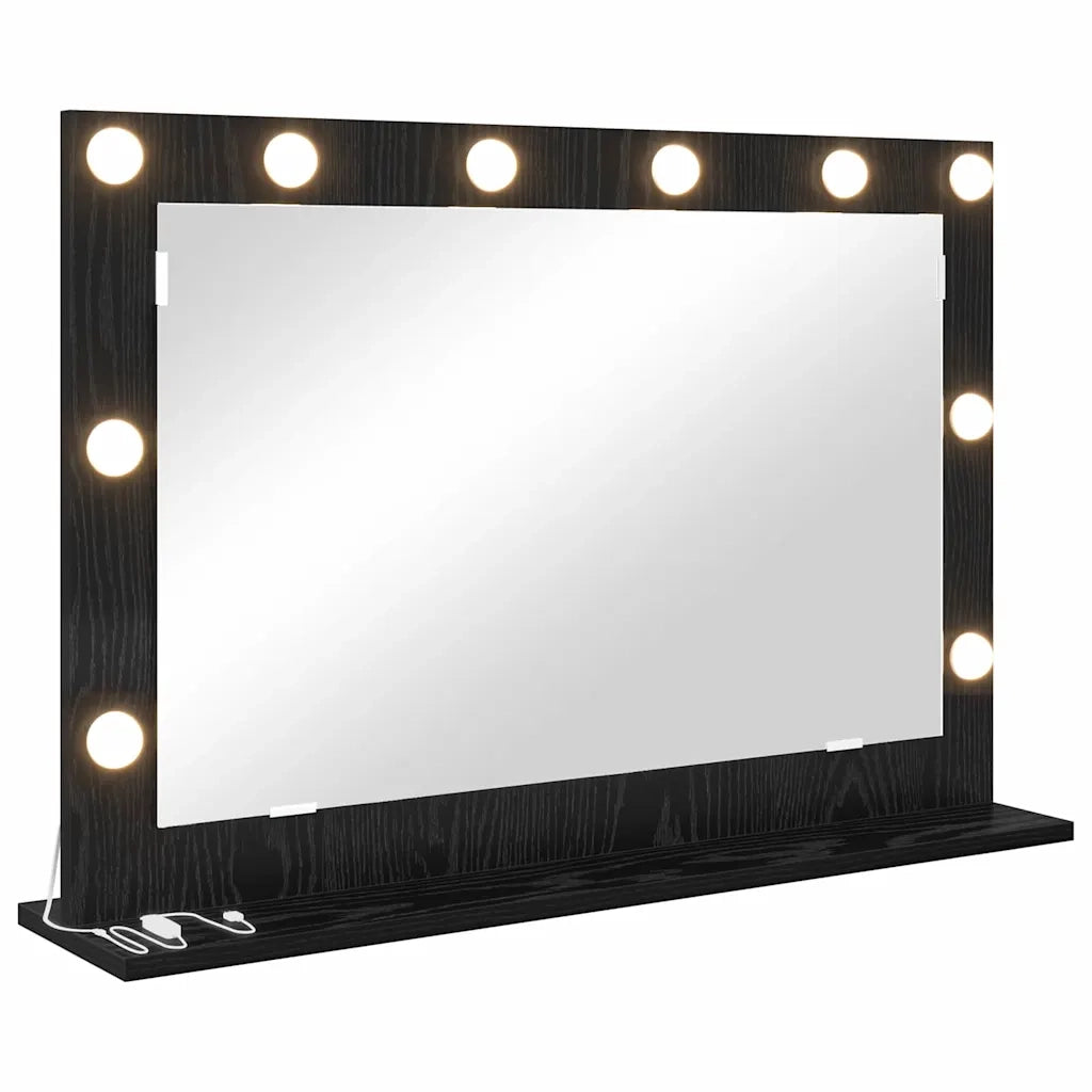 Specchio da Vanità Rettangolare Rovere Nero 80 x 15 x 18 cm 868294