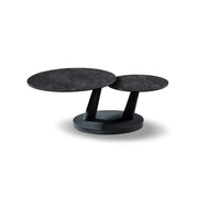 Table bassa VIRELLO – Tavolino rotondo Ø80 cm – Pietra naturale grigio scuro & metallo – Design contemporaneo e robusto