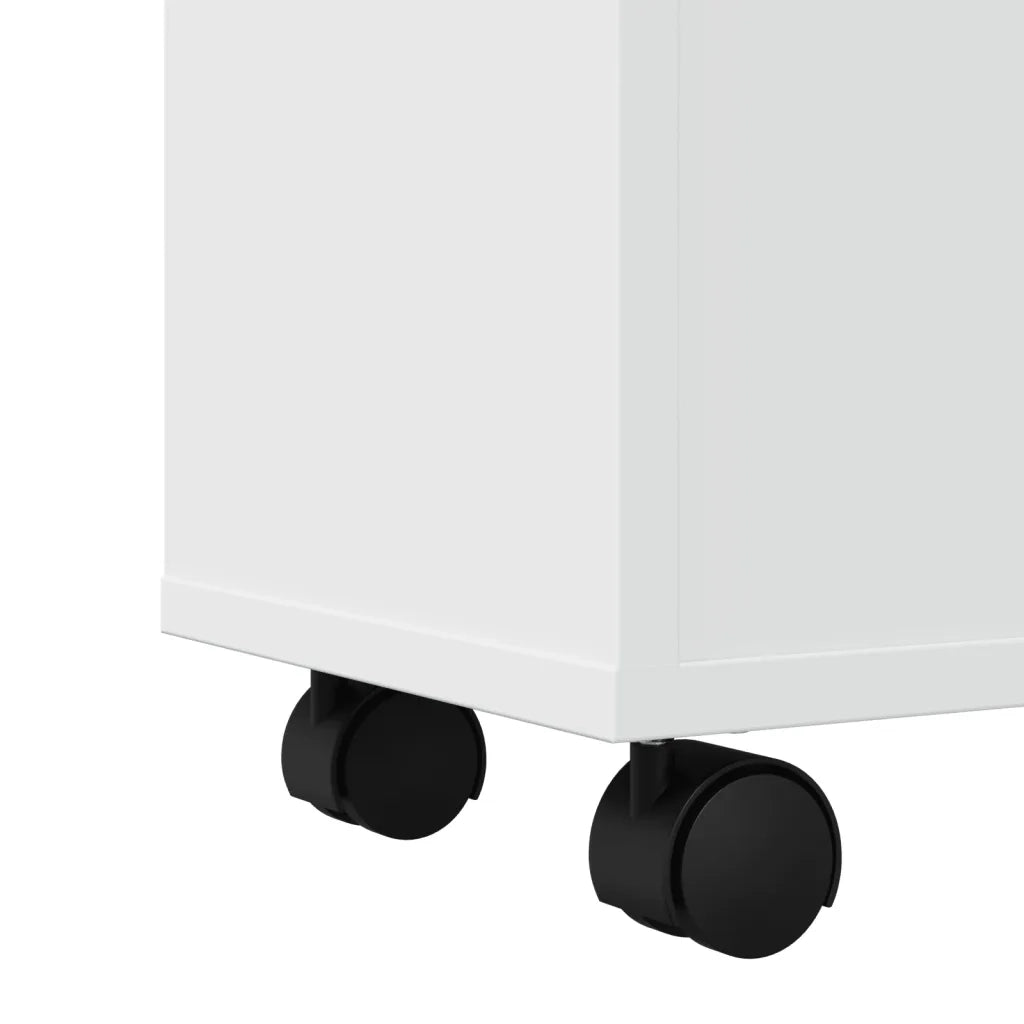 Mobile da Bagno Stretto con Ruote Bianco in Truciolato