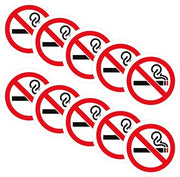 Sticker di divieto di fumo - 10 pezzi - Autoadesivo - Impermeabile - Resistente ai graffi - Adatto per aziende/scholae - 7,6 cm - Tabella di divieto di fumo