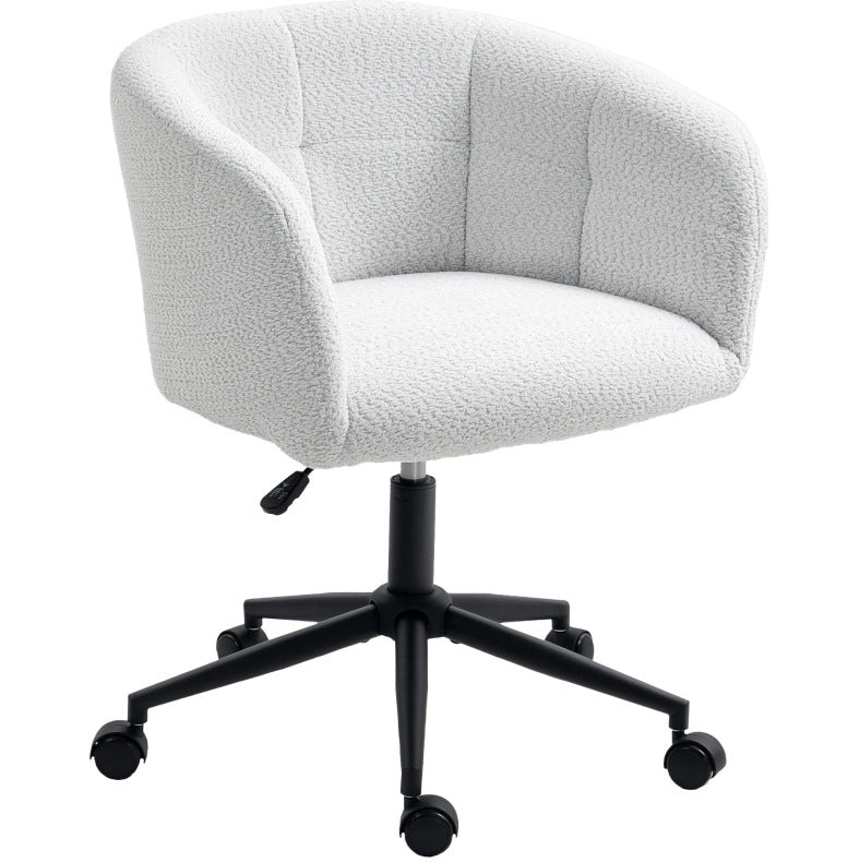 Sedia da ufficio girevole in poliestere color crema
