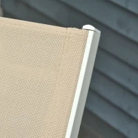 Lettino Prendisole con Schienale Reclinabile, in Alluminio e Textilene, 169x65x102 cm, Beige e Bianco