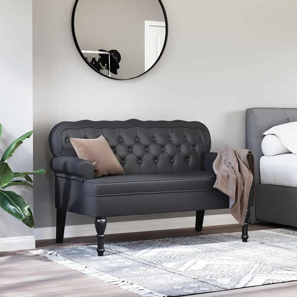 Panca Chesterfield Nero 119,5 x 64,5 x 75 cm Pelle Sintetica CFW8171456
