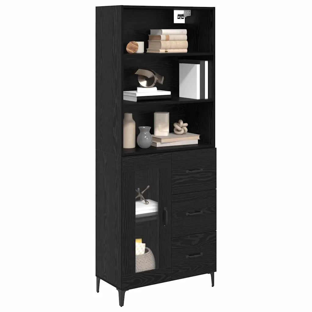 Credenza Rovere Nero 69,5 x 34 x 180 cm Legno multistrato 3416101