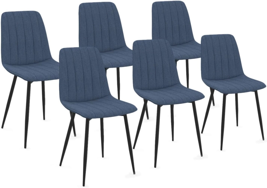 Set di 6 sedie da pranzo MIRA in tessuto blu