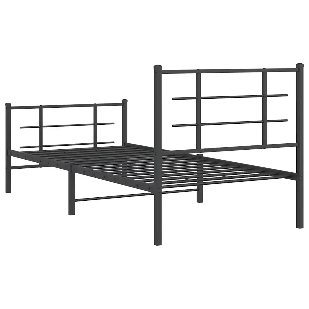 Giroletto con Testiera e Pediera-Struttura Letto Metallo Nero 90x200 cm 153447