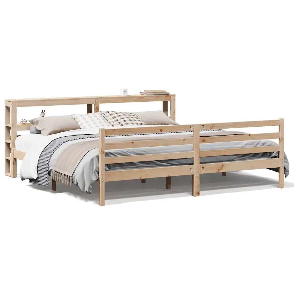 Letto senza Materasso-Struttura Letto 200x200 cm in Legno Massello di Pino 737596