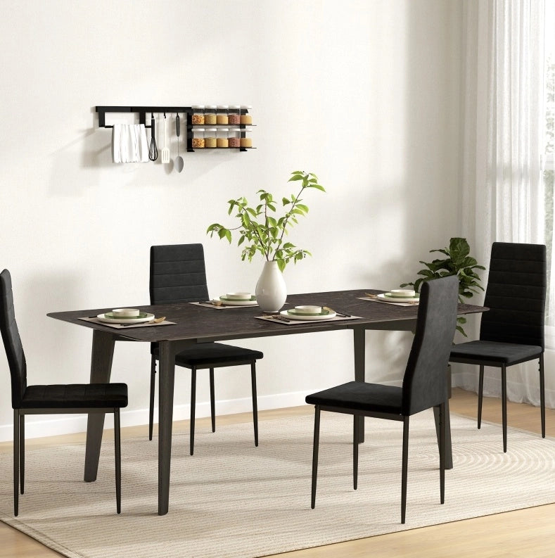 Set di 4 sedie da pranzo 41x50x97 cm con schienale alto ergonomico in metallo nero