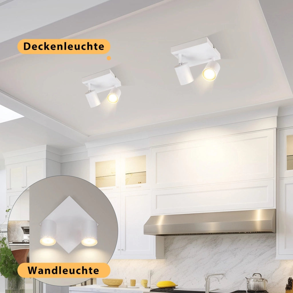 ZMH Faretto da soffitto 2 fiamme GU10 lampada da soffitto moderna parete orientabile 330° soggiorno