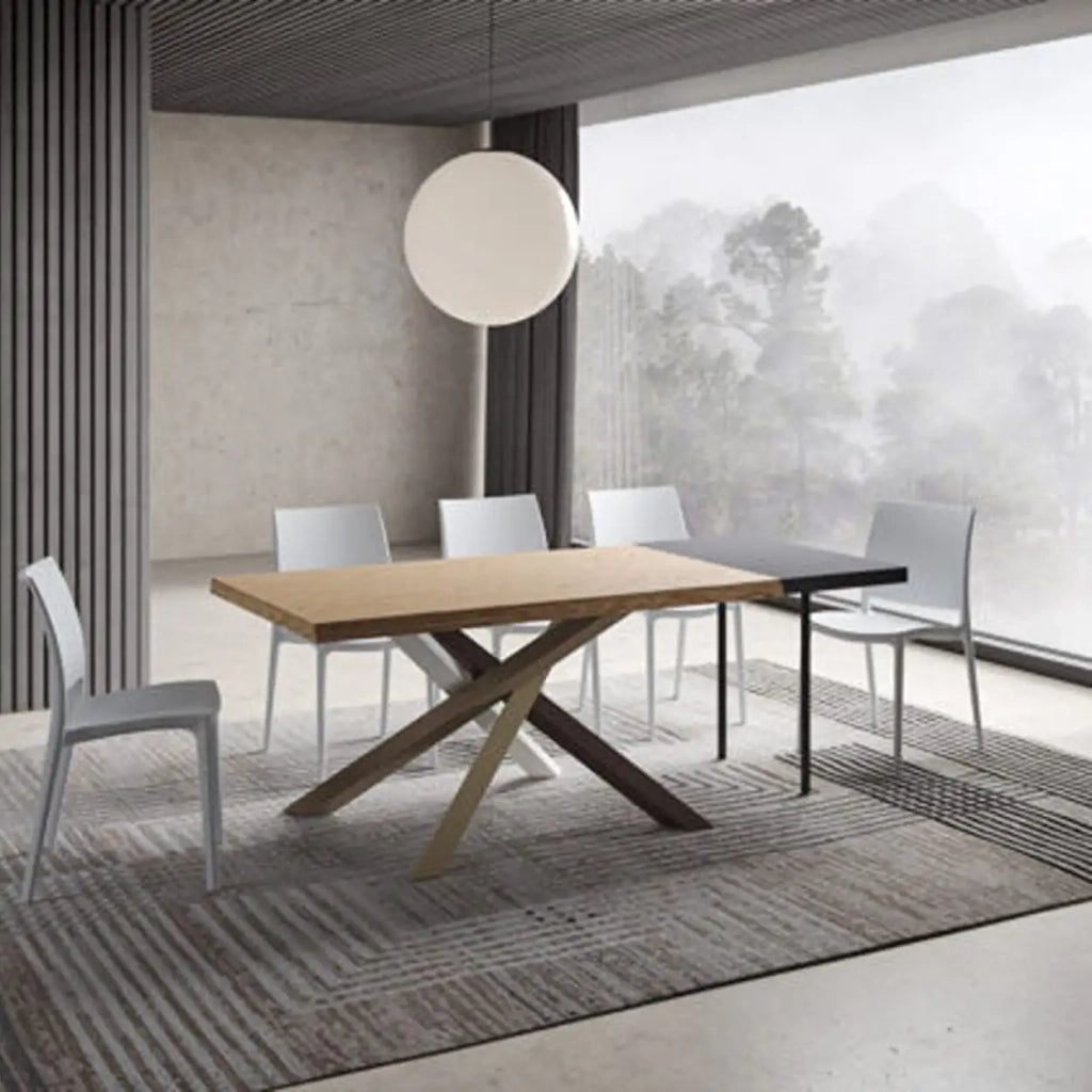 Tavolo allungabile 140/240x90 cm Versalux rovere scortecciato gambe multicolore 4/B