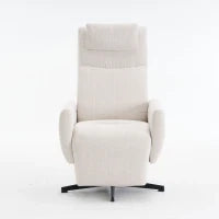 Poltrona relax reclinabile con base girevole e schienale regolabile, 67x80.5x110 cm, Beige