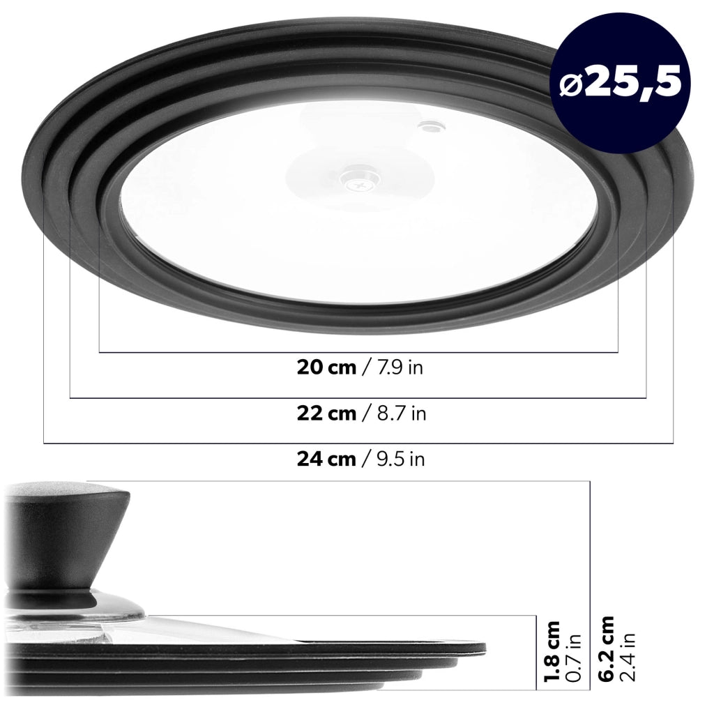 Coperchio KADAX in vetro e silicone 20/22/24 cm
