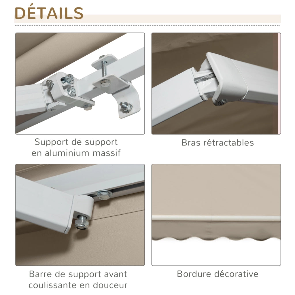 Tenda da Esterno Rettrattile per Terrazza ¨C zephmum ¨C Beige 395x245 cm Aluminium Polyester