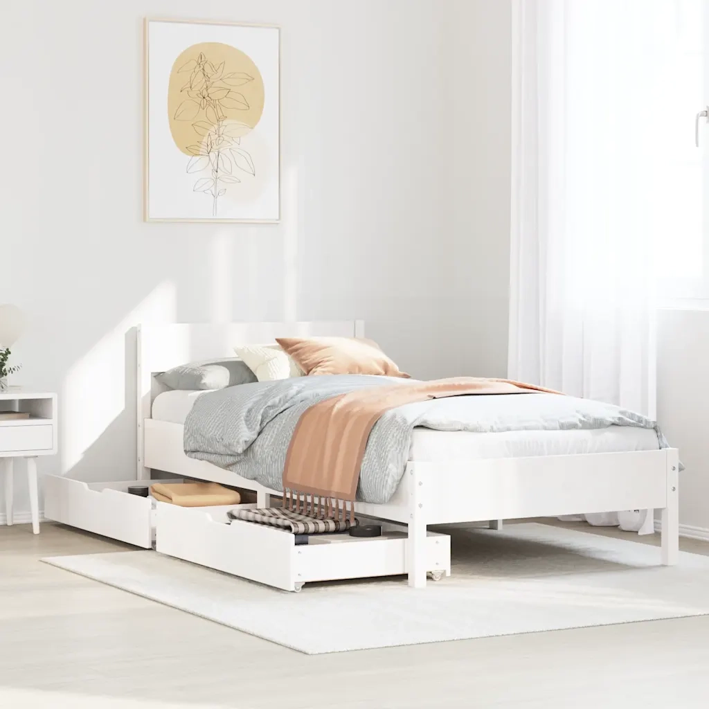 vidaXL Letto senza Materasso Bianco 90x190 cm in Legno Massello Pino