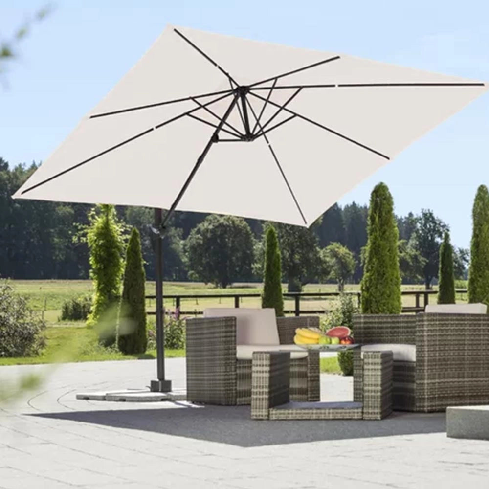 Ombrellone Giardino Decentrato 3x3 MT Alluminio Inclinabile Girevole Ecrù