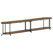Grande mobile porta TV in stile industriale con ampio spazio di archiviazione 200 x 42 x 40 cm legno massello marrone 02_0057620