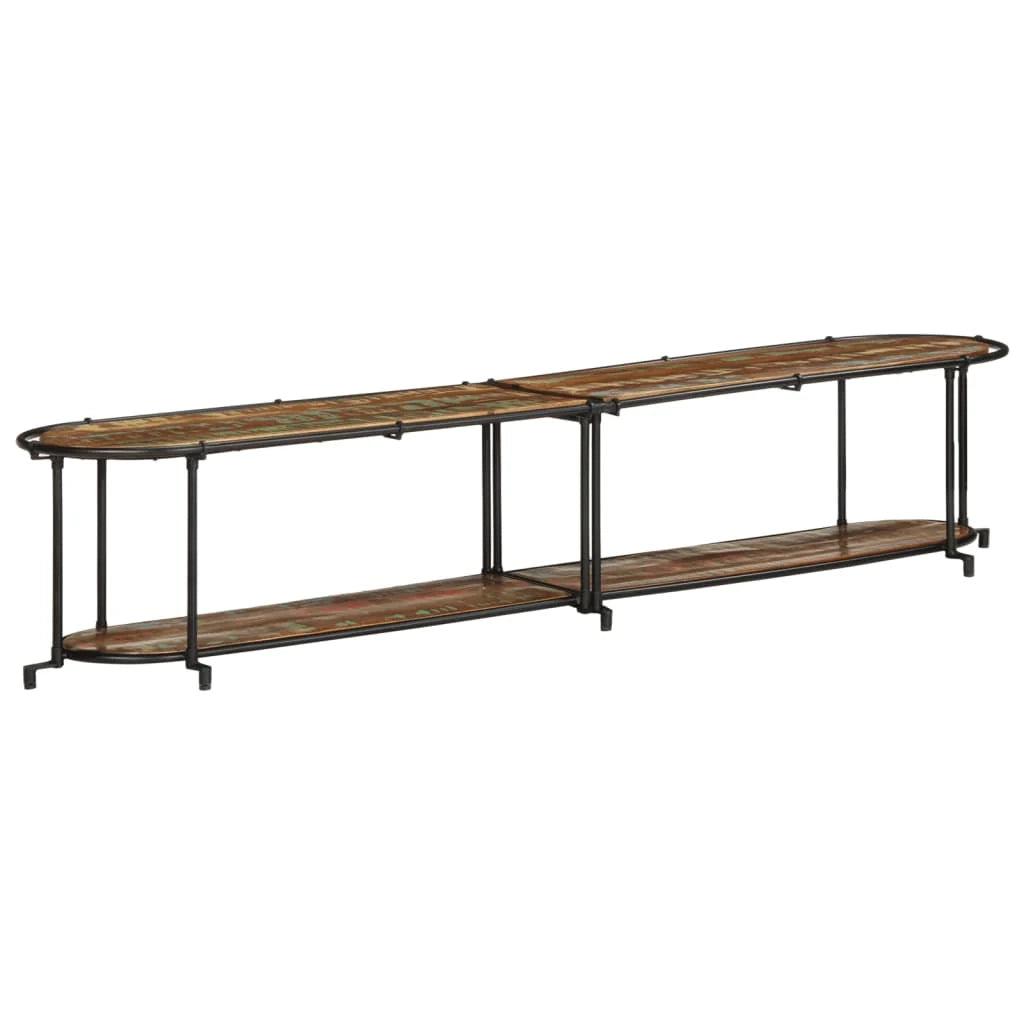 Grande mobile porta TV in stile industriale con ampio spazio di archiviazione 200 x 42 x 40 cm legno massello marrone 02_0057620