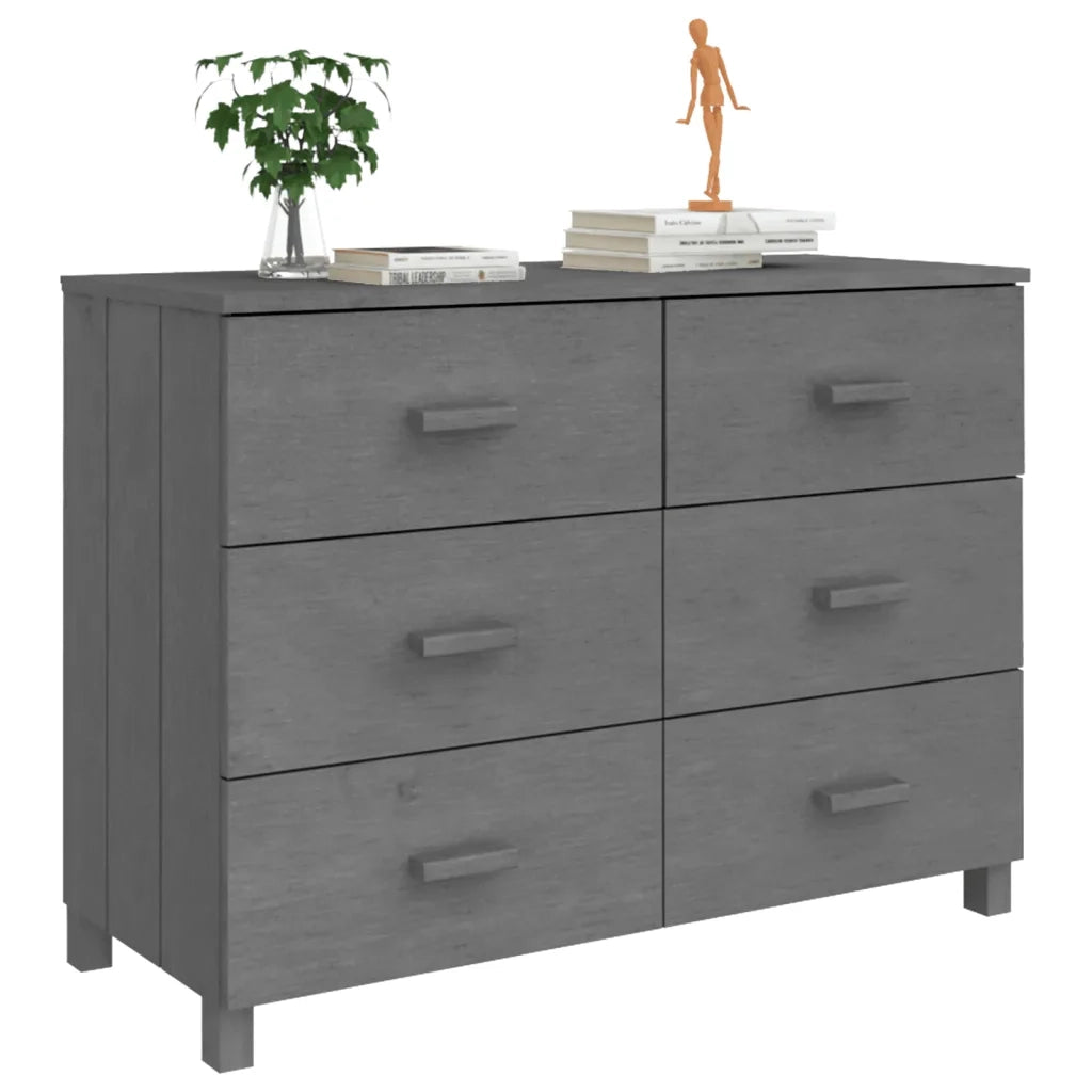 Credenza Grigio Scuro 113x40x80 cm in Legno Massello di Pino cod mxl 26297