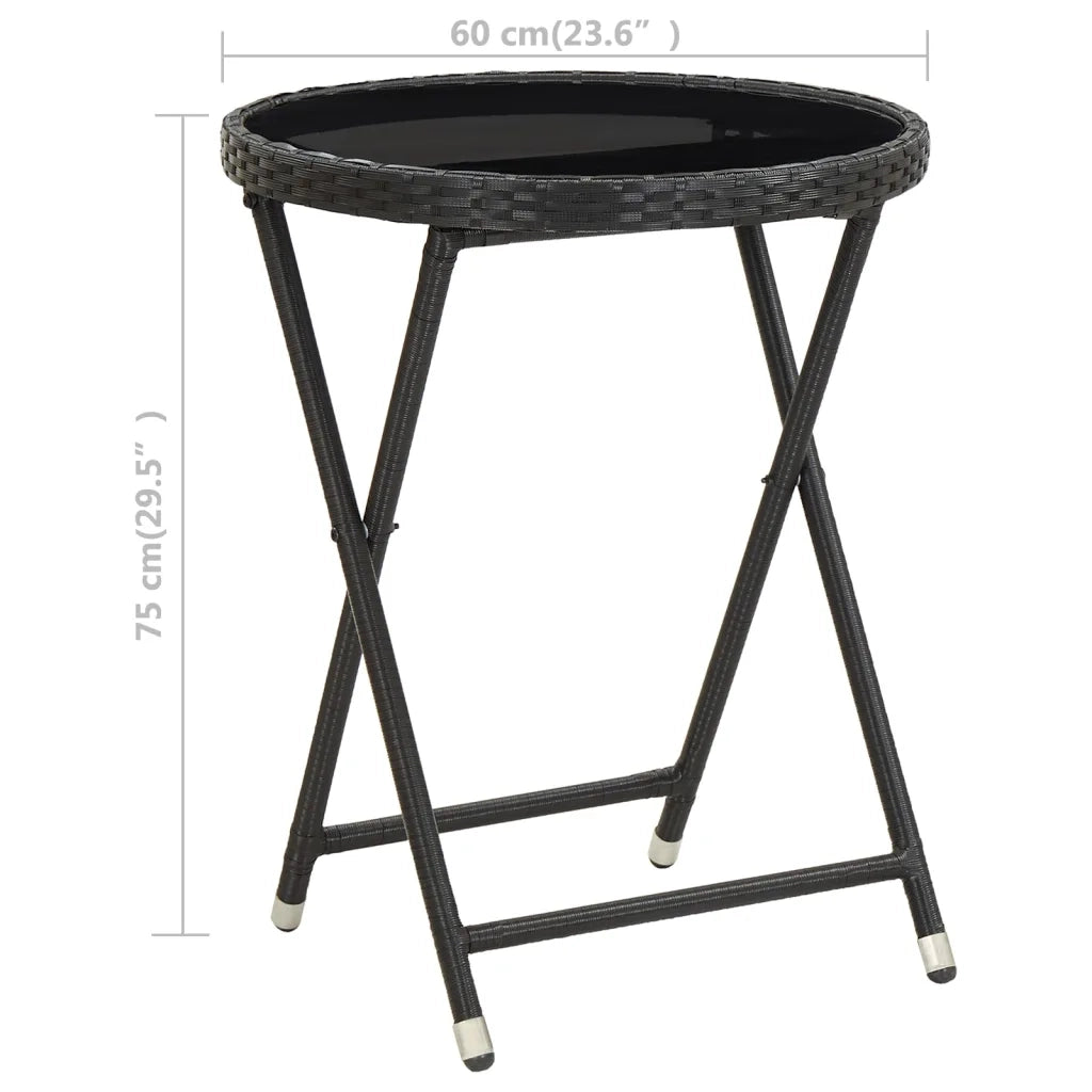 Tavolino da CaffÃ¨ Nero 60 cm in Polyrattan e Vetro Temperato cod mxl 34122