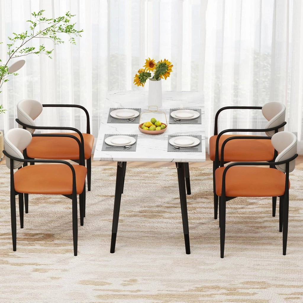 Set di 2 sedie da sala da pranzo, sedie da cucina in similpelle, schienale e seduta imbottita, struttura in metallo resistente, poltrone moderne per cucina, soggiorno, ufficio