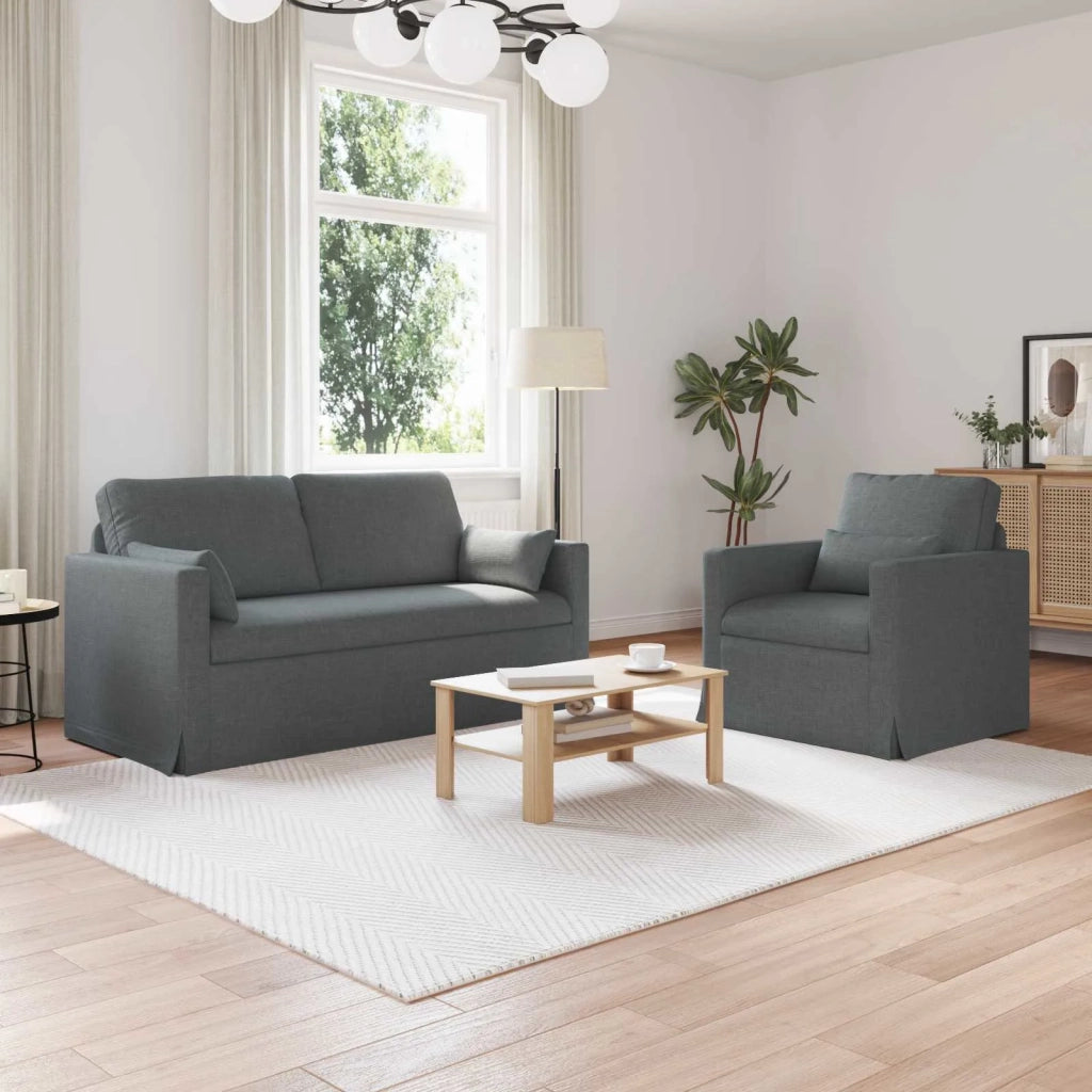 Set di divani 2 pcs Grigio scuro 158 x 78 x 80 cm Tessuto