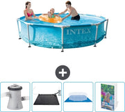 Piscina Rettangolare in Acciaio - 305 x 76 cm - Waterprint - Inclusa Pomp di Filtro - Matrice Solare - Tappeto di Fondazione - Guida alla Piscina