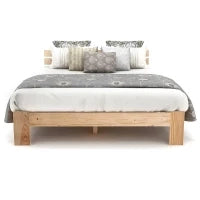 Struttura Letto Singolo dal Design Semplice con spazio sotto letto, in legno di pino massiccio,140x200 Colore Naturale