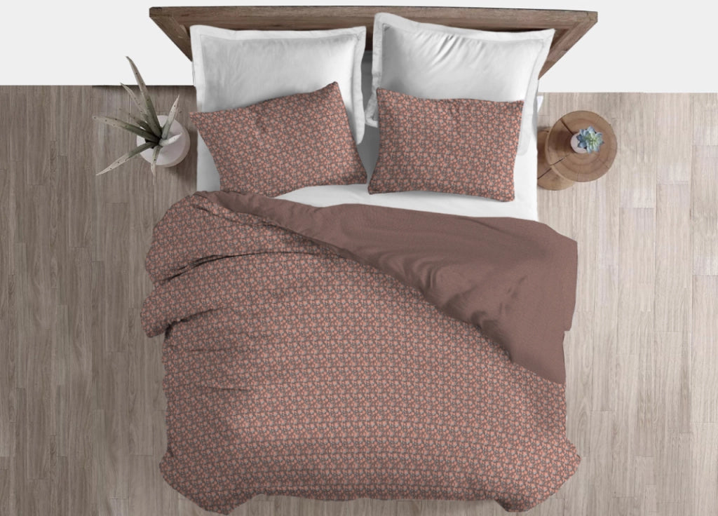 Copripiumino Sacco Piumone 100% Cotone Linea 3027 Fiori Provenzale - Matrimoniale - Marrone