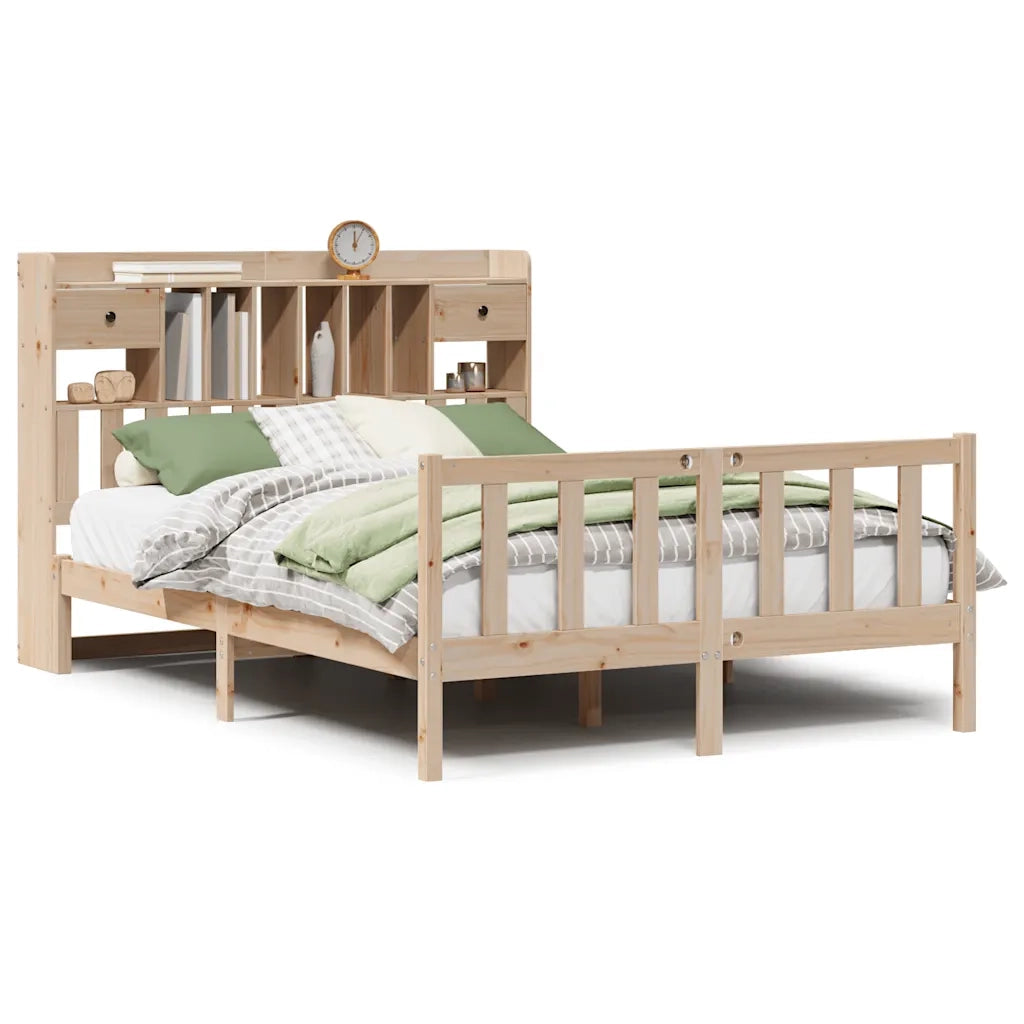 Letto Libreria senza Materasso 140x200 cm in Legno di Pino 3321743