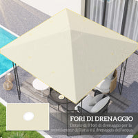 Copertura per Gazebo Pergola 298x298 cm con 8 Fori di Drenaggio in Tessuto Oxford 600D Bianco Crema