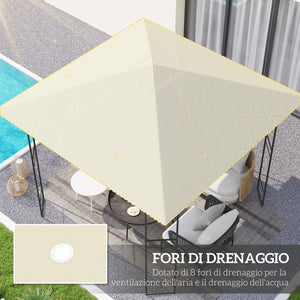 Copertura per Gazebo Pergola 298x298 cm con 8 Fori di Drenaggio in Tessuto Oxford 600D Bianco Crema