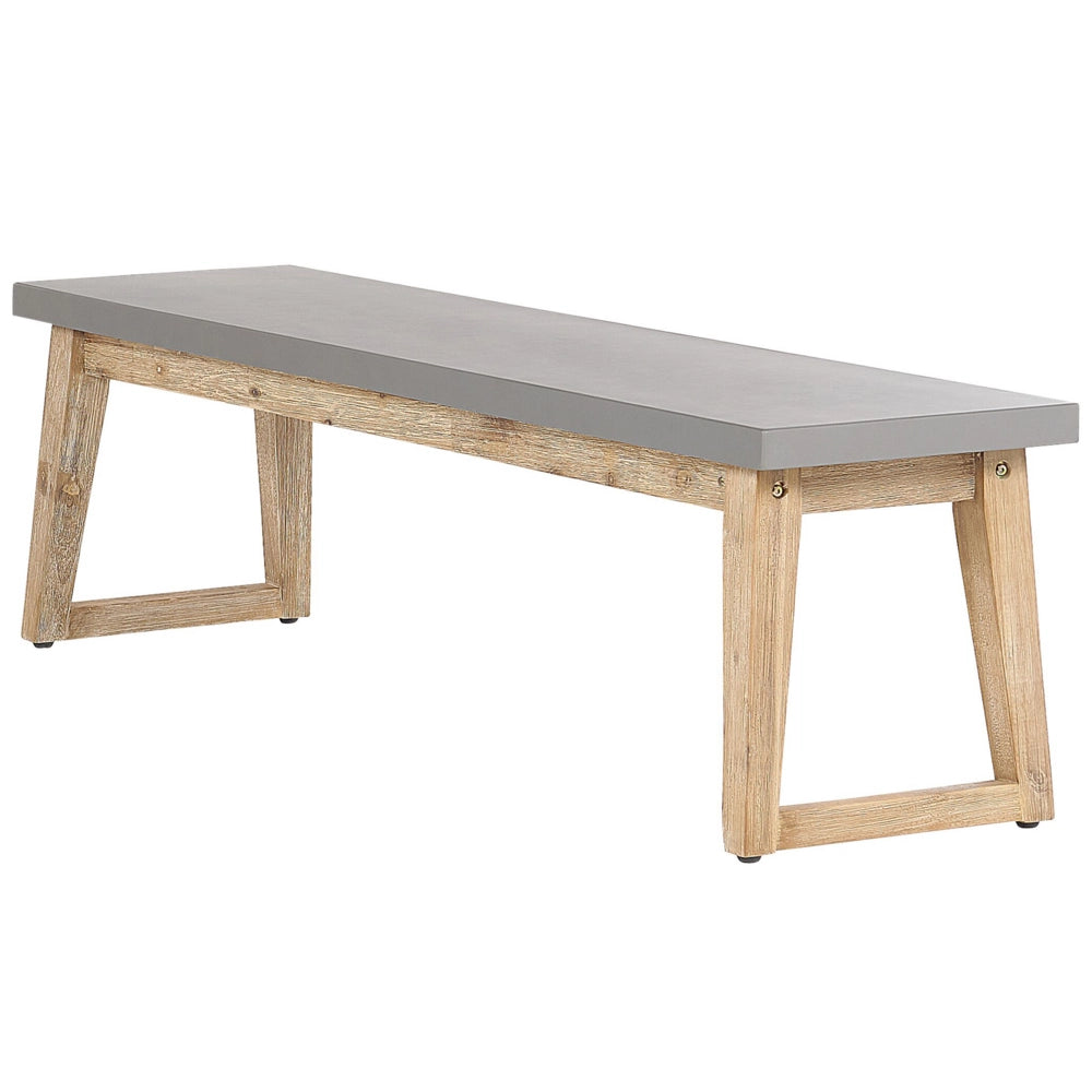 Set da pranzo per esterni in fibra di cemento grigio legno di acacia chiaro 6 persone tavolo 2 panche design moderno