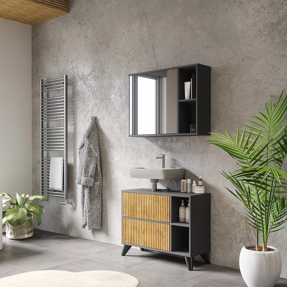 Vicco Set di mobili da bagno Antracite/quercia di montagna Set 1
