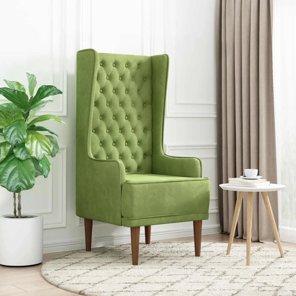 Sedia a schienale alto trapuntata a bottoni Verde chiaro 42042494